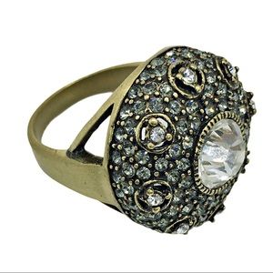 Heidi Daus Crystal Clear Round Cocktail Ring Sz 10
